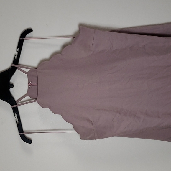 Lulu's scalloped edge halter mini dress, mauve, women's size XL. - Picture 2 of 9